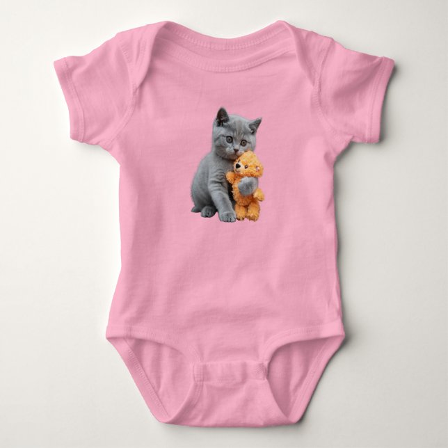 Body Para Bebê Teddy de pelo curto britânico fofo  (Frente)