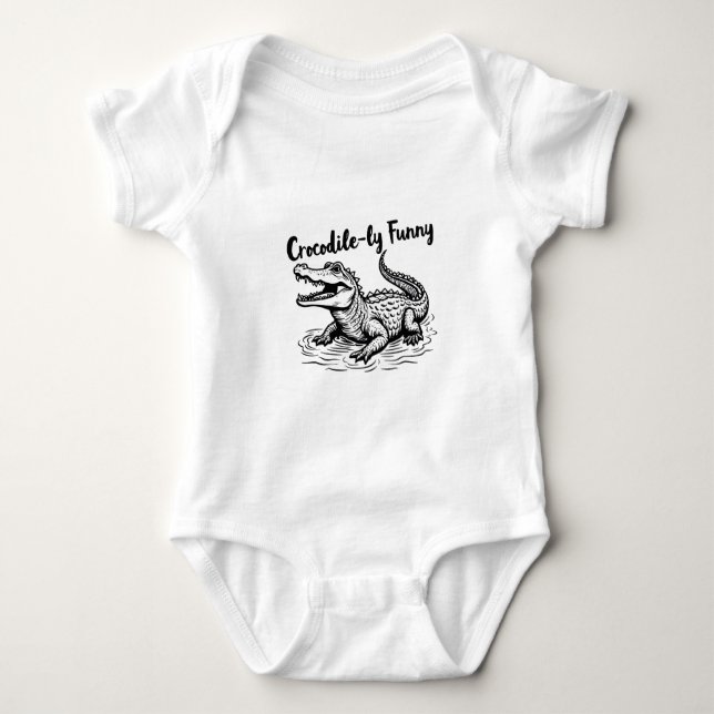 Body Para Bebê Tee Crocodilo Engraçado - Designs crocodilo únicos (Frente)