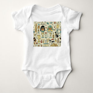 Body Para Bebê Tema de viagem egípcio, padrão de design.