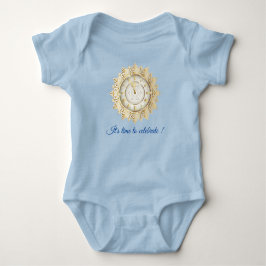 Body Para Bebê Tempo Azul Dourado