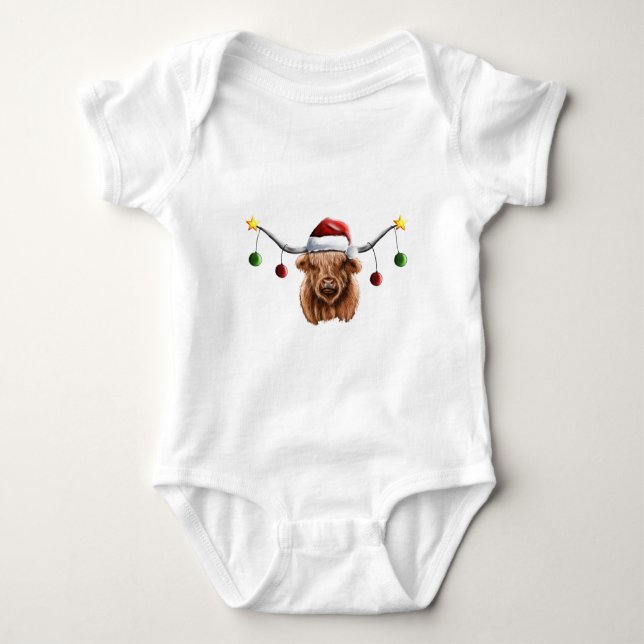 Body Para Bebê Tenha uma Feliz de Natal Hielan Coo (Frente)