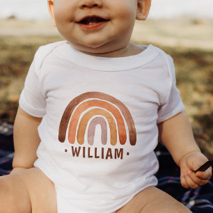 Body Para Bebê Terna Tone Watercolor Boho Nome Arco-Íris