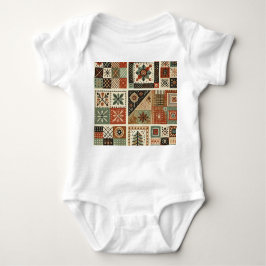 Body Para Bebê Terracotta Patchwork Rustic Retro Floral Design