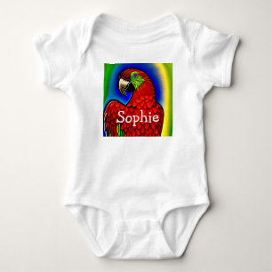 Body Para Bebê Tesouro Tropical: Trabalho de arte de papagaio Vib