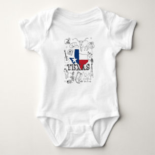 Body Para Bebê Texas Illustration Doodles do Texas Pattern