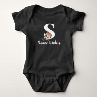Body Para Bebê Texto Branco Cor-de-Cor-de-rosa com script monogra