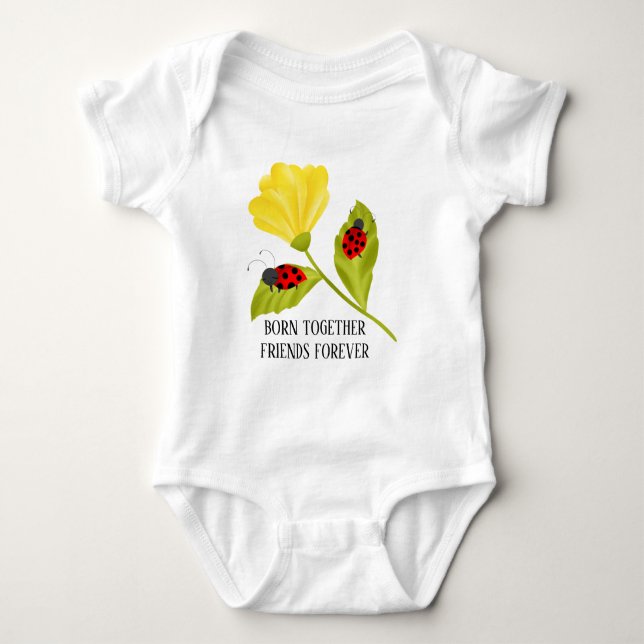 Body Para Bebê Texto de adição de joybugs gêmeos (Frente)