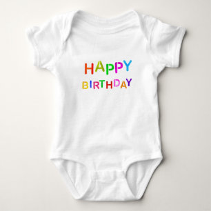 Body Para Bebê Texto de Aniversário Feliz Reproduzido