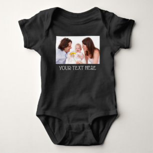 Body Para Bebê Texto de Fotografia Personalizada e Nome de Cubo