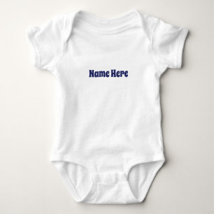 Body Para Bebê texto de nome personalizado fofo azul marinho bran