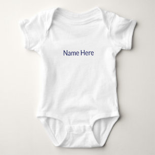 Body Para Bebê Texto de nome personalizado mínimo marinho azul b