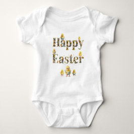 Body Para Bebê texto decorativo Feliz Páscoa Bebês Frangos