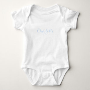 Body Para Bebê Texto do nome personalizado branco-claro azul-clar