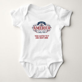 Body Para Bebê Texto personalizado 4 de julho de 1776