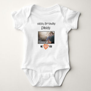 BODY PARA BEBÊ TEXTO PERSONALIZADO E FOTO DO PAI DE ANIVERSÁRIO F