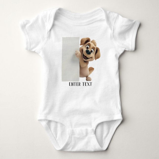 Body Para Bebê Texto Personalizado Fato De Bebê De Puppy Puppy Pu (Frente)