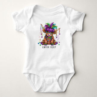 Body Para Bebê Texto Personalizado Garota-Bebê Mardi Gras Highlan