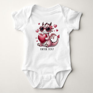 Body Para Bebê Texto Personalizado Menina T-Rex Dino Love