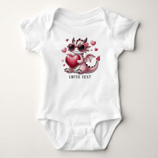 Body Para Bebê Texto Personalizado Menina T-Rex Dino Love