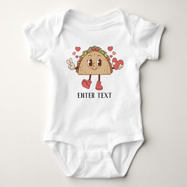 Body Para Bebê Texto personalizado Tacos de desenho animado Bebê  (Frente)