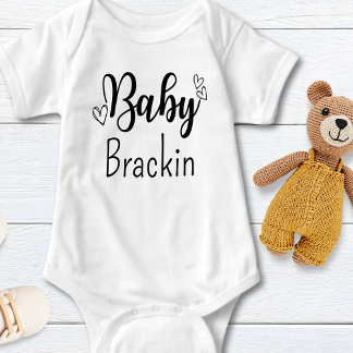 Body Para Bebê Texto Preto Personalizado para Bebê Unisex
