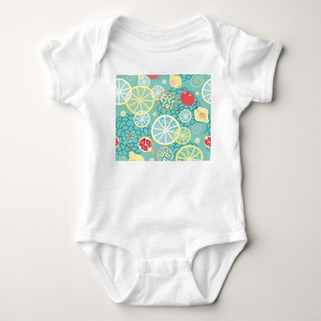 Body Para Bebê Textura fruta, Fundo Vibrante. (Frente)