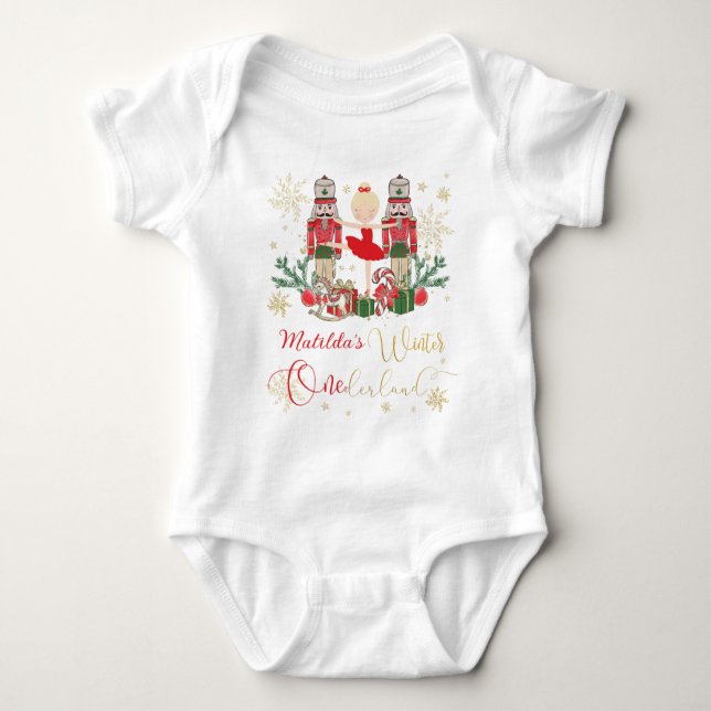 Body Para Bebê The Nutcracker Christmas Ballet Winter Onederland  (Frente)