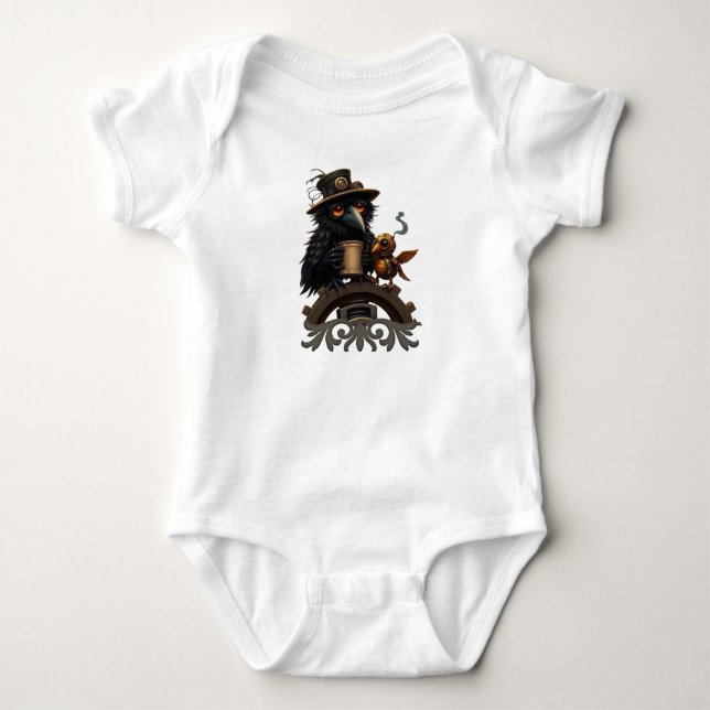 Body Para Bebê The raven powered by Coffee (Frente)
