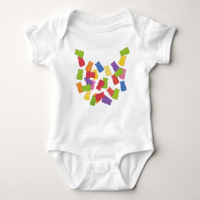 Body Para Bebê The Sweetest Bib" - Falling Rainbow Gummy Bear Nec (Frente)