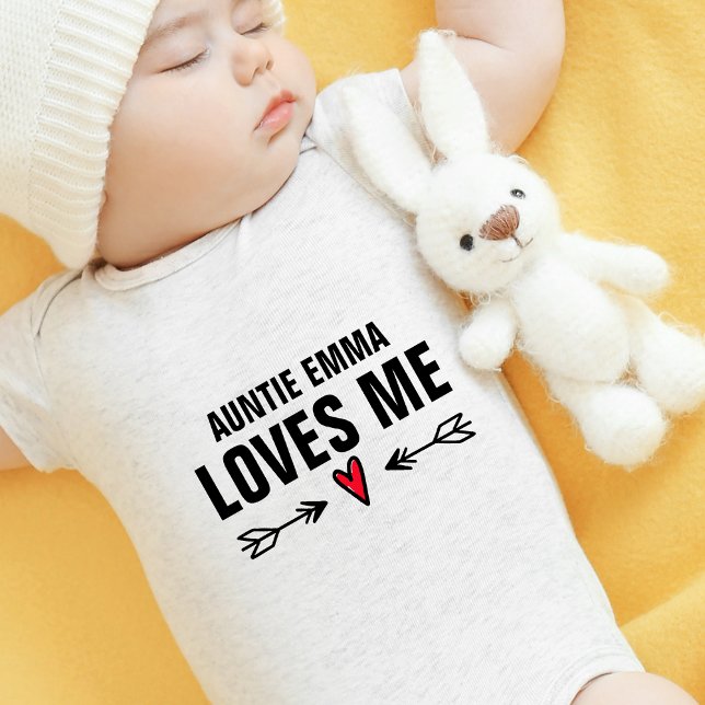 Body Para Bebê Tia Nome Me Ama (Auntie Name Loves Me Baby Bodysuit)