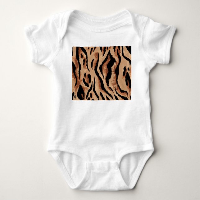 Body Para Bebê Tiger Leopard: Pele Animal Sem Semente (Frente)