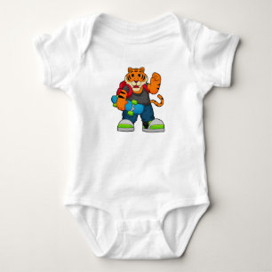 Body Para Bebê Tigre como skater com skate
