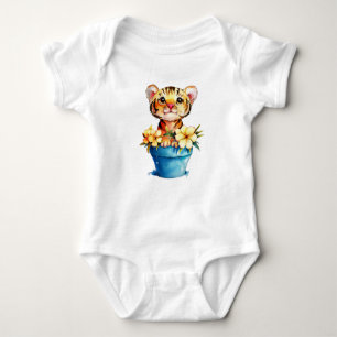 Body Para Bebê Tigre de Aquarela Adorável É um Menino