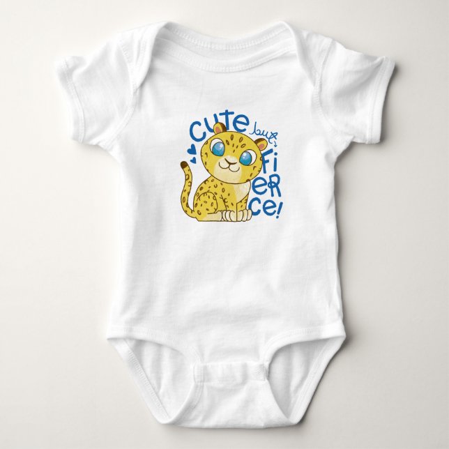 Body Para Bebê Tigre Sorridente com Letras Azuis (Frente)