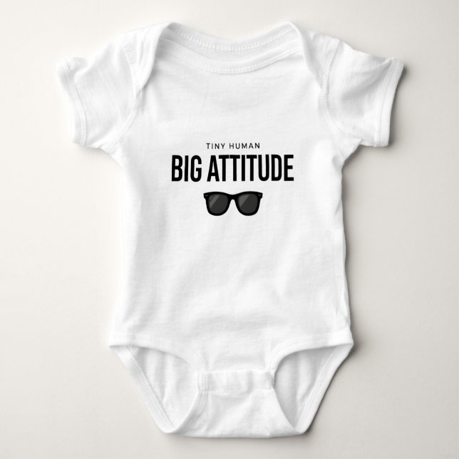 Body Para Bebê Tiny Human Big Attitude Baby Shirt (Frente)