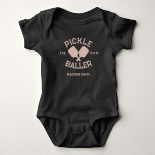 Body Para Bebê Tipografia Colegial de Pickleball em Picles