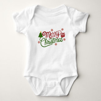 Body Para Bebê Tipografia Feliz Natal Bodysuit de Bebê Fofo