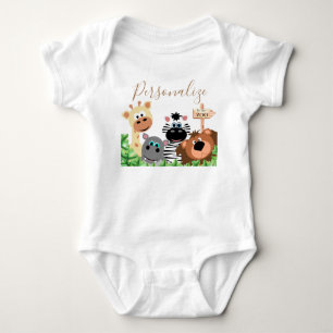 Body Para Bebê Tipografia Personalizada do Zoo Themed Editável