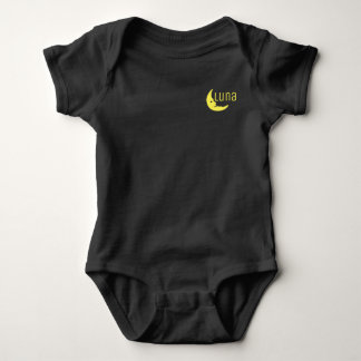 Body Para Bebê Tipografia preta amarela engraçada de Luna da meia