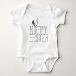 Body Para Bebê Tipografia Simples de Páscoa Hoppy Pun Roupa