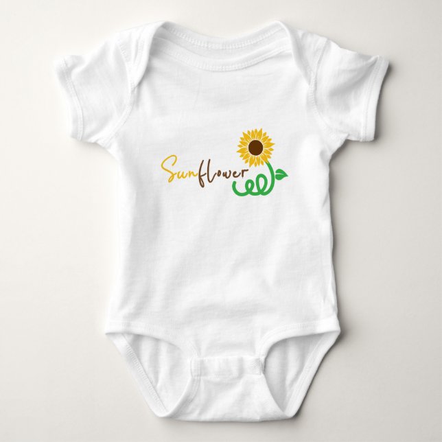 Body Para Bebê Tipografia Sunflower Art (Frente)