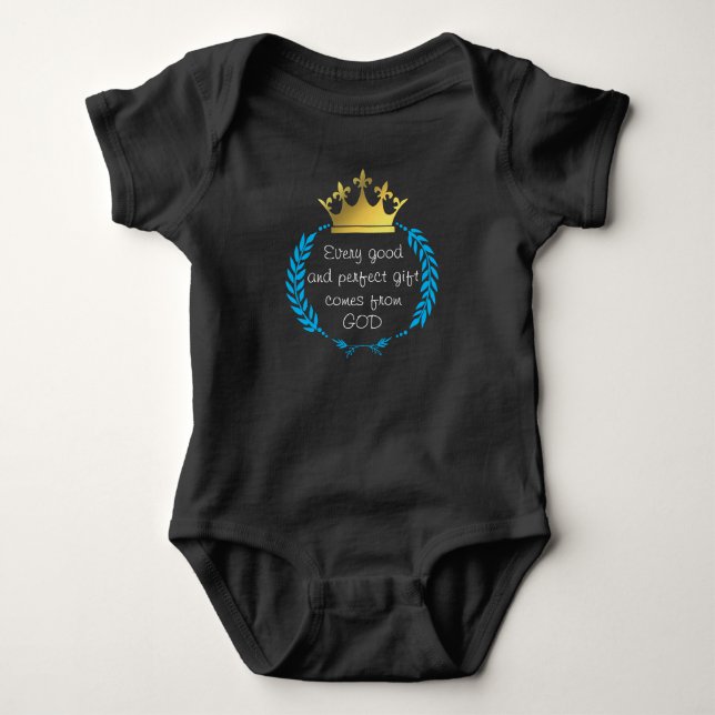 Body Para Bebê TODO PRESENTE BOM E PERFEITO | Blue Laurel Wreath (Frente)