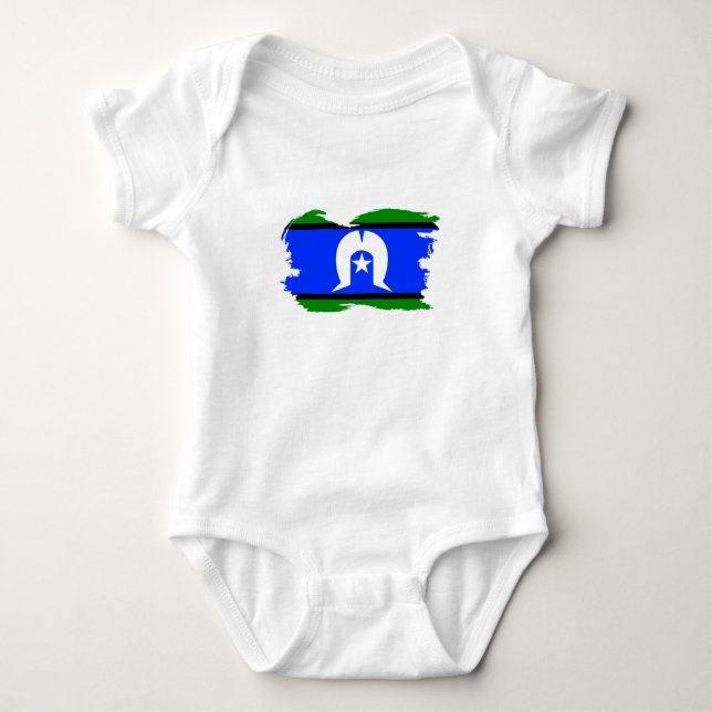 Body Para Bebê Torres Strait Islander Flag Border Grunge (Frente)