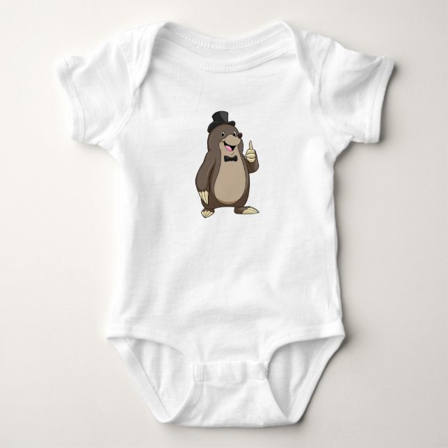 Body Para Bebê Toupeira como Noivo com Gravata (Frente)