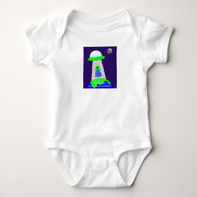 Body Para Bebê Traje de bebê com alienígena e lua por Jo Images (Frente)