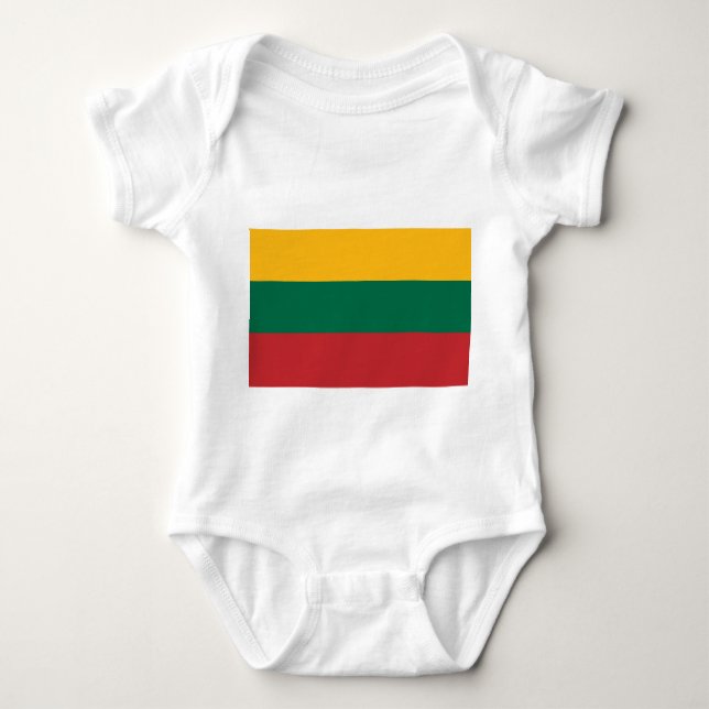 Body Para Bebê Traje de bebê Patriótico com bandeira da Lituânia (Frente)