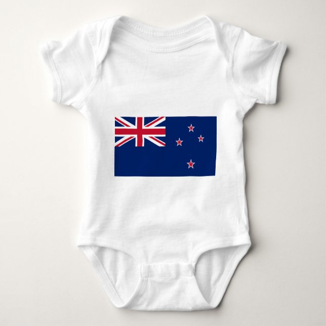 Body Para Bebê Traje de bebê patriótico com bandeira da Nova Zelâ (Frente)