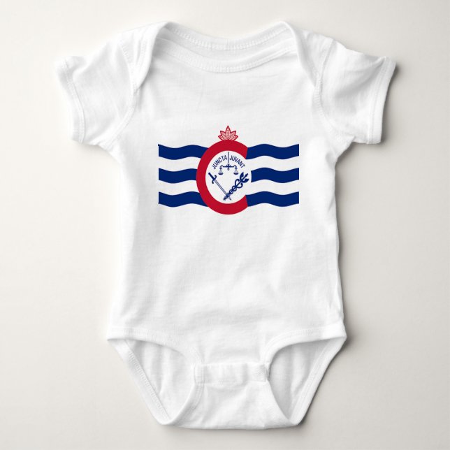 Body Para Bebê Traje de bebê patriótico com bandeira de Cincinnat (Frente)