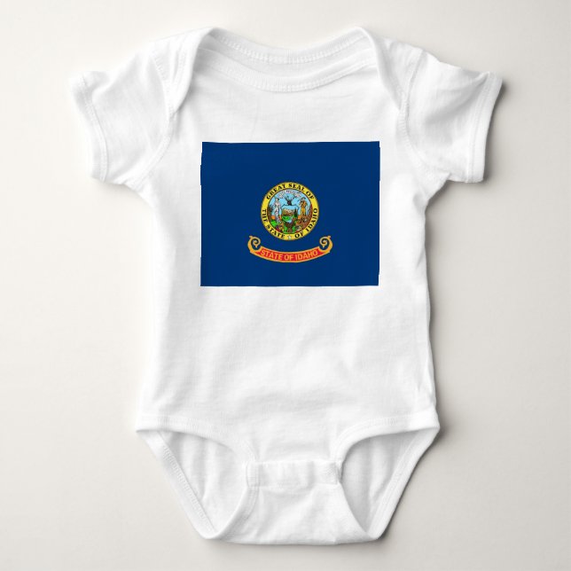 Body Para Bebê Traje de bebê patriótico com bandeira de Idaho (Frente)