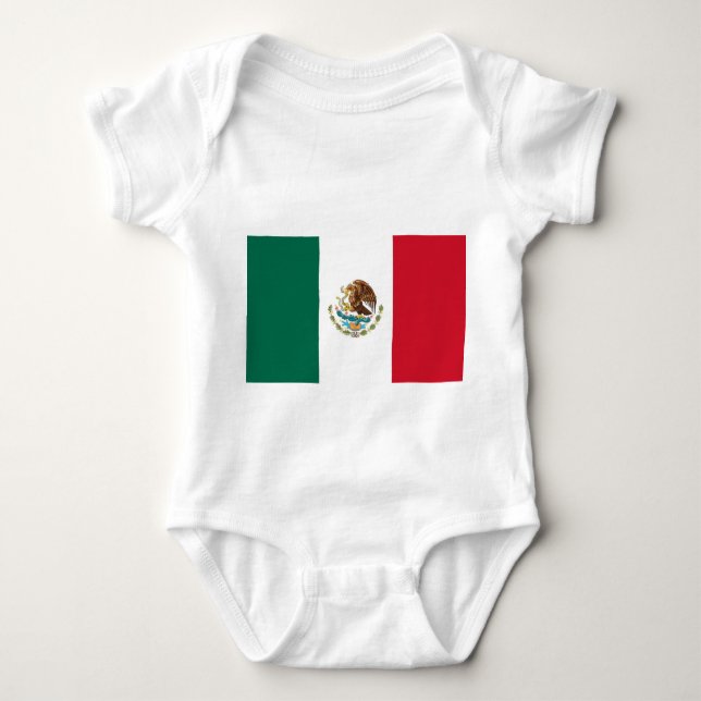 Body Para Bebê Traje de bebê patriótico com bandeira do México (Frente)